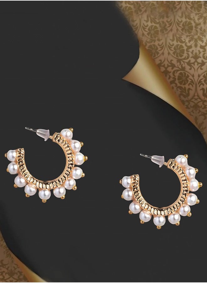 Just Peachy Just Peachy Gold-Toned Circular Half Hoop Earrings - Elegant and Modern Design, Lightweight and Comfortable for All-Day Wear, Hypoallergenic and Durable, Perfect for Adding a Touch of Any Outfit  - Image 3