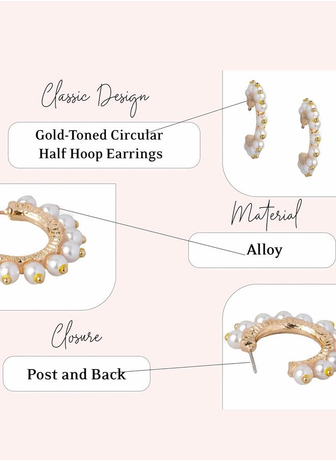 Just Peachy Just Peachy Gold-Toned Circular Half Hoop Earrings - Elegant and Modern Design, Lightweight and Comfortable for All-Day Wear, Hypoallergenic and Durable, Perfect for Adding a Touch of Any Outfit  - Image 4