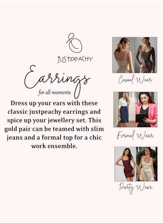 Just Peachy Just Peachy Gold-Toned Circular Half Hoop Earrings - Elegant and Modern Design, Lightweight and Comfortable for All-Day Wear, Hypoallergenic and Durable, Perfect for Adding a Touch of Any Outfit  - Image 5