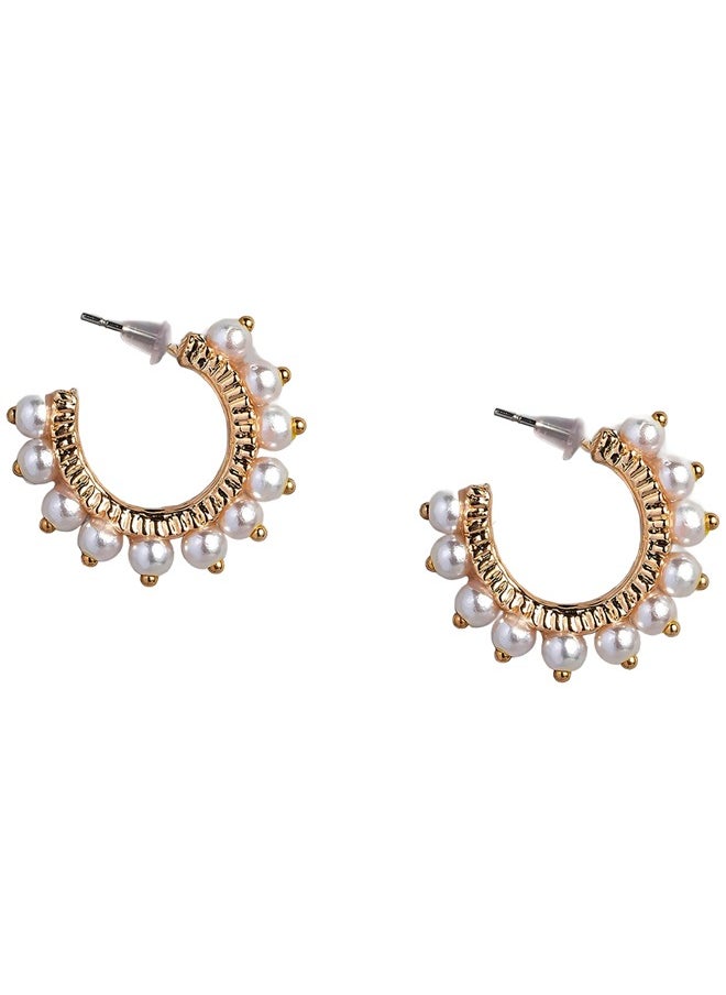 Just Peachy Just Peachy Gold-Toned Circular Half Hoop Earrings - Elegant and Modern Design, Lightweight and Comfortable for All-Day Wear, Hypoallergenic and Durable, Perfect for Adding a Touch of Any Outfit  - Image 1