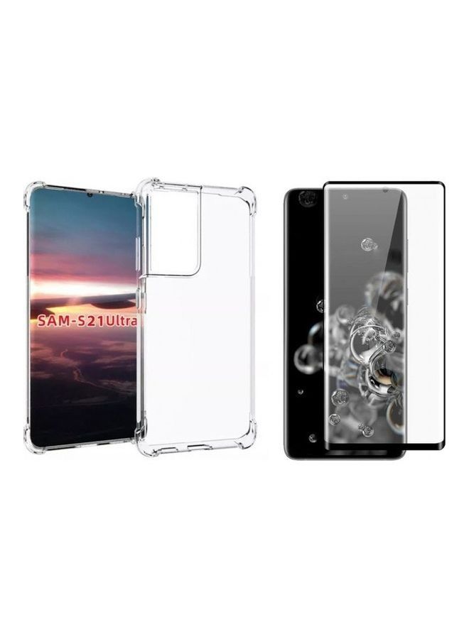 BORTONY Protective Case Cover And Screen Protector Set For Samsung Galaxy S21 Ultra Clear - Image 2