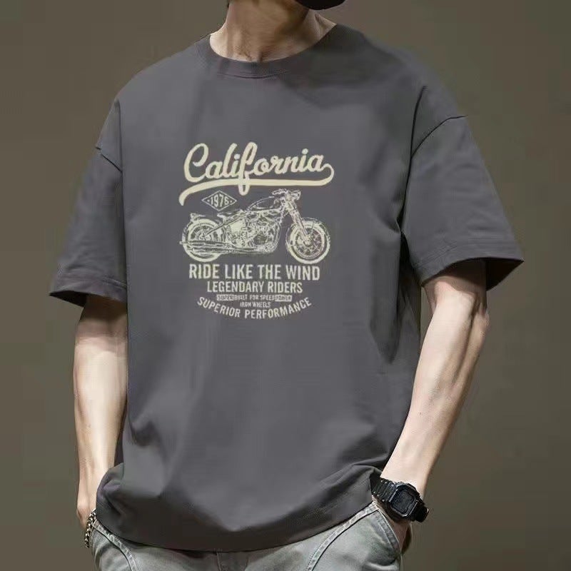 All-Match Short-Sleeved T-Shirt Men's 2025 Summer Loose Fashionable Brand Instagram Style Fashionable Pure Cotton Men's Half-Sleeved Top T-Shirt - Image 3