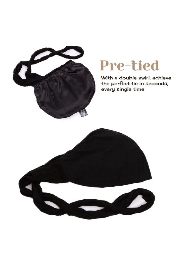 CAPLORD Silk Satin Lined Halo Turban Head Wrap Pretied Skull Cap For Men And Women Sleeping Bonnet Hair Cover Chemo Hair Loss Hat Black - Image 5