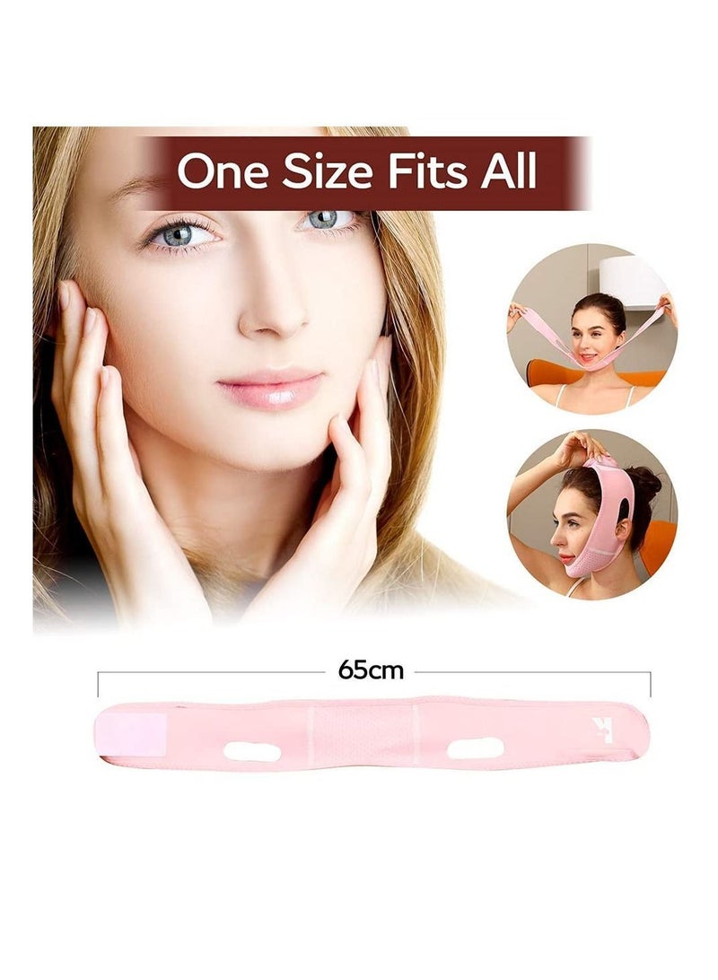 NIBEMINENT Facial Lifting Sleep Bandage, Double Chin Reducing Device with Thin Face Female Shaper, Reusable Breathable and Comfortable V Line Mask (Pink, 1 Piece) - Image 2
