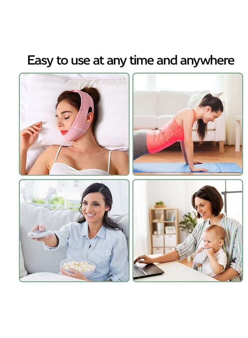 NIBEMINENT Facial Lifting Sleep Bandage, Double Chin Reducing Device with Thin Face Female Shaper, Reusable Breathable and Comfortable V Line Mask (Pink, 1 Piece) - Image 4