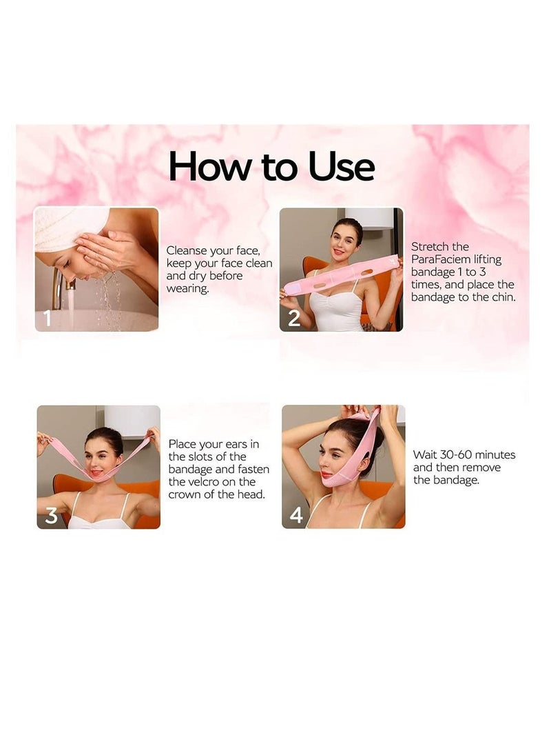 NIBEMINENT Facial Lifting Sleep Bandage, Double Chin Reducing Device with Thin Face Female Shaper, Reusable Breathable and Comfortable V Line Mask (Pink, 1 Piece) - Image 5