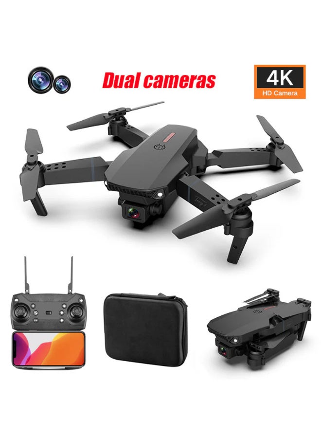 طائرة درون قابلة للطي LS-E525 مزودة بكاميرا 4K مزدوجة، وواي فاي FPV، وخاصية تثبيت الارتفاع، ووضع الطيران بدون رأس، و3 بطاريات (أسود) - Image 1