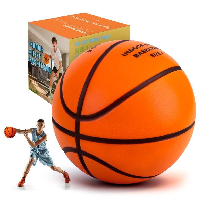 JHMFDDSB Silent Basketball Size 7 (29.5"), Indoor Quiet Foam Basketball Airless for Dribbling & Indoor Training, Soft Soundless Basketball for Restore Without Deformation, Real Feel Higher Bounce Quieter - Image 1