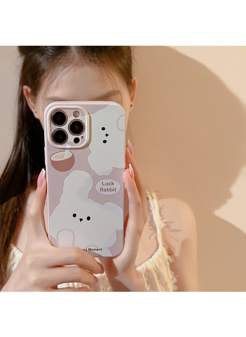 Doodle Oil Painting Puppy For Iphone14 For Apple Mobile Phone Shell 15ProMax Soft Cute Cartoon 13 Set 16 Applicable Full Package-Color:Vine Purple Coconut Bowl Rabbit-Applicable Model:15pro
