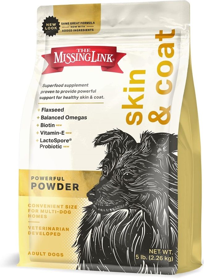مكمل غذائي فائق للبروبيوتيك للبشرة والفراء للكلاب - أوميغا 3 و 6، ألياف، فيتامين E، بيوتين - يدعم صحة البشرة والفراء اللامع، يعزز نمو الشعر - 5 رطل