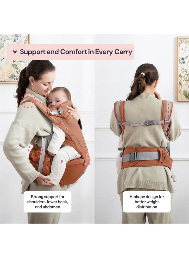 BabbleRoo 6-in-1 Baby Carrier with Hip Seat, Ergonomic, Cozy & Adjustable Toddler Carrier 7-50 lbs with Hip & Lumbar Support, Hood for Sun Protection, Baby Carrier Newborn to Toddler, Kangaroo Rose - Image 3