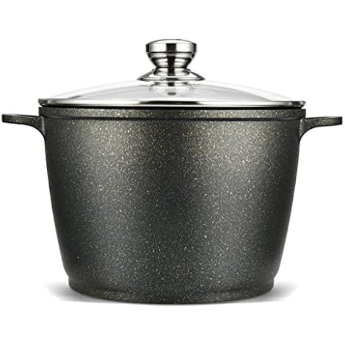 Fissman Stockpot Emma Series With Glass Lid With Induction Bottom And Aluminium With NonStick Touchstoneforte Coating 24X17Cm 63Ltr - Image 1