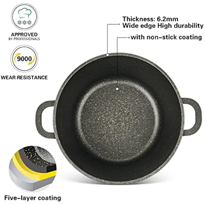 Fissman Stockpot Emma Series With Glass Lid With Induction Bottom And Aluminium With NonStick Touchstoneforte Coating 24X17Cm 63Ltr - Image 3