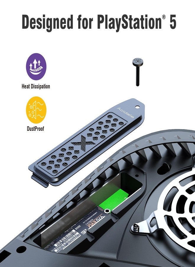ACIDALIE PS5 M.2 SSD heatsink Expansion Slot Dust Cover -New Breathable Hole(Grey) - Image 2