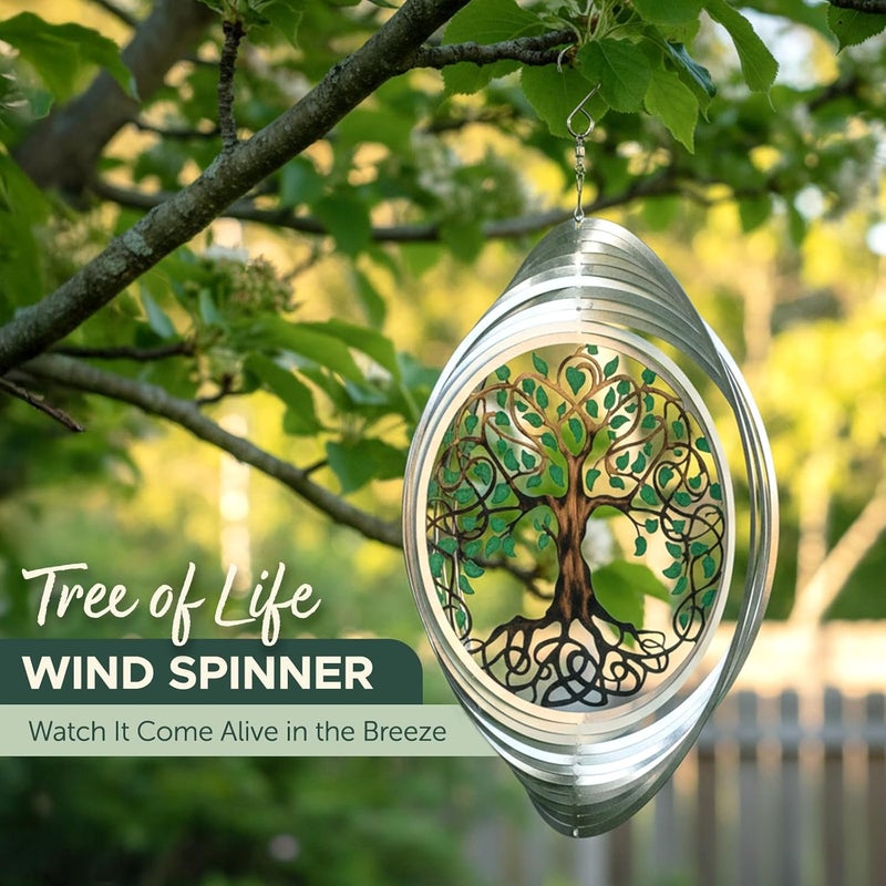 إسيو XL Tree of Life Wind Spinner for Yard and Garden, Hanging Outdoor Decor, Yard Art, Porch and Patio Decorations, Metal Wind Spinners Outdoor, Weather Resistant, 15” - Image 2