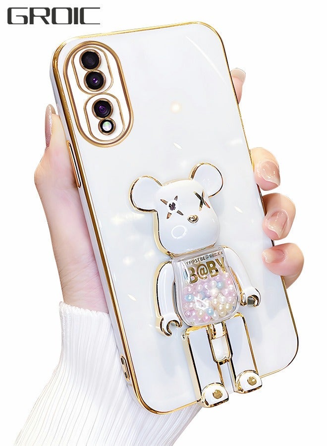 GROIC For Honor 80 Pro phone case,Plating Cartoon Bear Hidden Stand Phone Shell,TPU Soft Cover,Folding support protective shell for 6.67 Inch  - Image 1