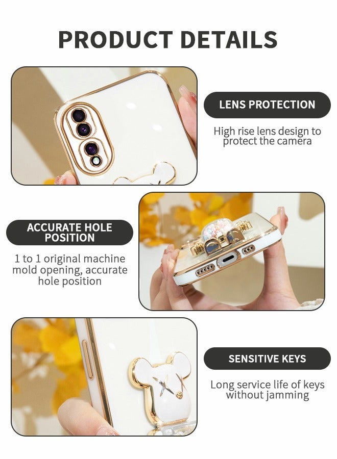 GROIC For Honor 80 Pro phone case,Plating Cartoon Bear Hidden Stand Phone Shell,TPU Soft Cover,Folding support protective shell for 6.67 Inch  - Image 3