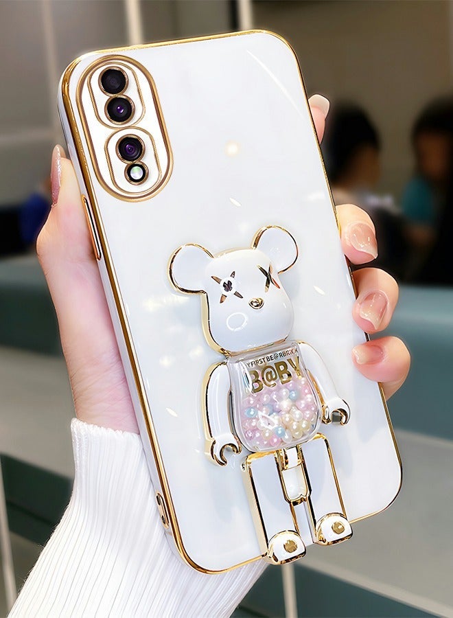 GROIC For Honor 80 Pro phone case,Plating Cartoon Bear Hidden Stand Phone Shell,TPU Soft Cover,Folding support protective shell for 6.67 Inch  - Image 4