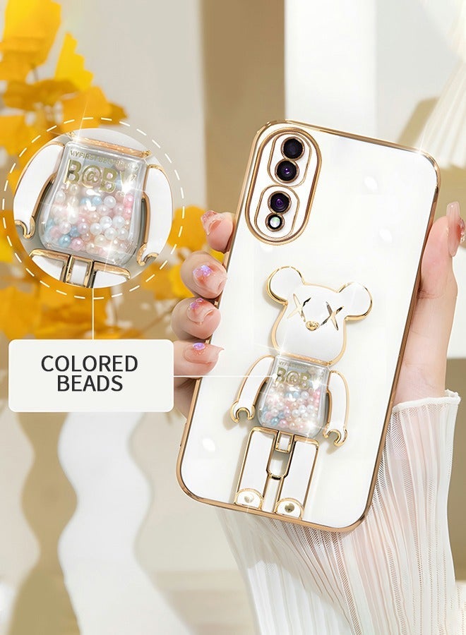 GROIC For Honor 80 Pro phone case,Plating Cartoon Bear Hidden Stand Phone Shell,TPU Soft Cover,Folding support protective shell for 6.67 Inch  - Image 2