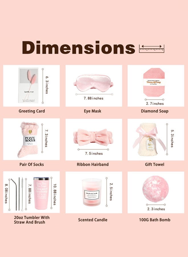 Hanayo Spa Gift Set Gifts for Women Happy Birthday Gifts Basket for Women Spa Gift Set for Ladies 10 PCS Spa Gift Basket Set with Gift Box Relaxation Bath Gift Set for Wife and Best Friend(Pink) - Image 3