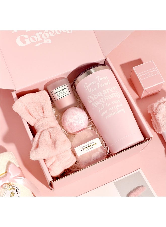 Hanayo Spa Gift Set Gifts for Women Happy Birthday Gifts Basket for Women Spa Gift Set for Ladies 10 PCS Spa Gift Basket Set with Gift Box Relaxation Bath Gift Set for Wife and Best Friend(Pink) - Image 4