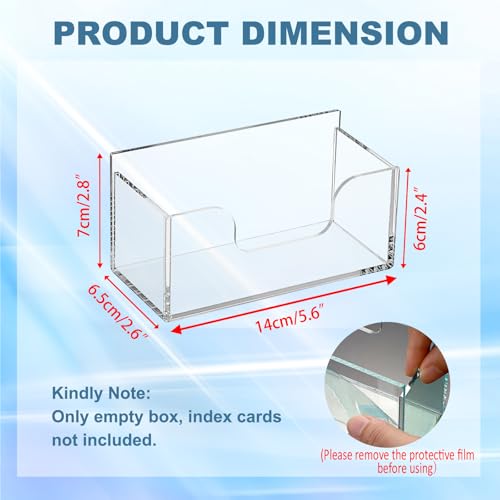 BTSKY 1 Pack Acrylic Index Card Holder Display Stand - 3X5 Inch Notecard Box Recipe Organizer, Clear Index Card Case for Office Desk Recipe Notecard Storage Box, Photo Holder Organizer - Image 3