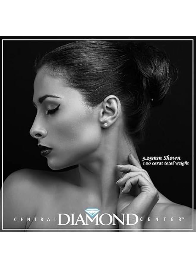 Arabest 14K Solid Gold Post & Silver Simulated Diamond Stud Earrings-cubic zirconia earrings studs .30ct to 8.00ct - Image 5