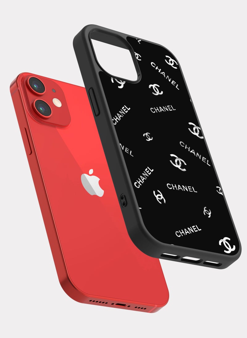 بكسلات كفر ايفون 12 ميني شانيل ابيض اسود - Image 2