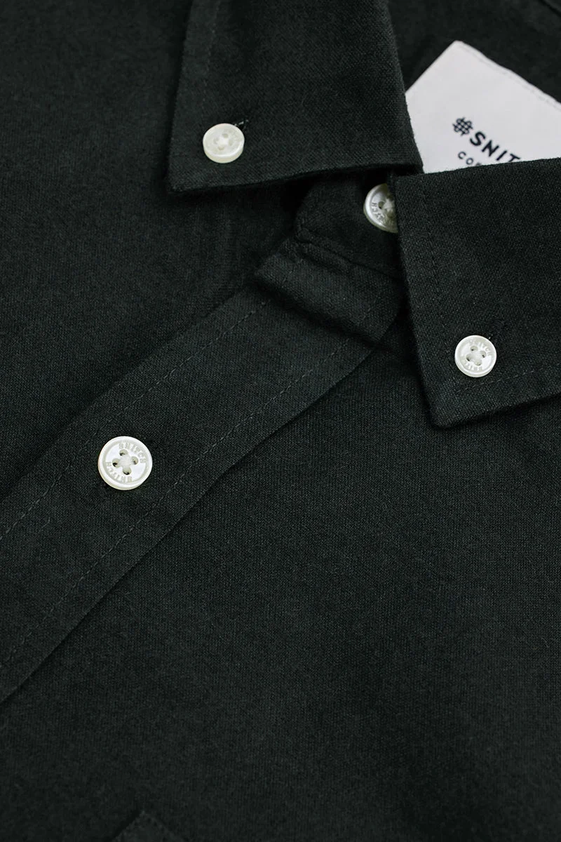 SNITCH Core Lab Dark Green Button Down Slim Fit Shirt