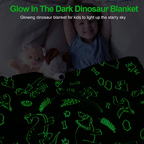 TEHALK Personalized Dinosaur Glow in The Dark Kids Throw Blanket 30x40 Multicolor - Image 3