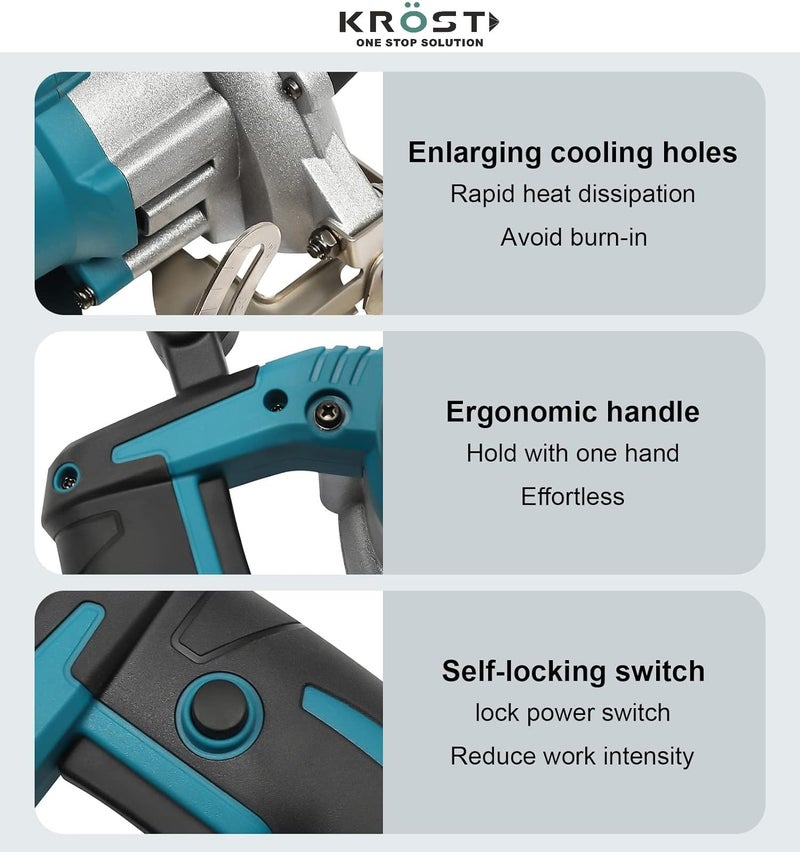 KROST PRO Series Cordless 21V(37V Max) Brushless Motor Marble Cutting Machine | Ceramic, Tile,Stone, Woodworking Electric Circular Saw | Portable Saw. (Cordless 4" Wood/Marble Cutter) - Image 2