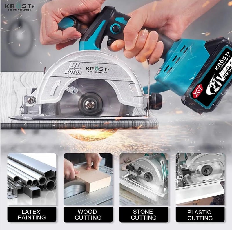 KROST PRO Series Cordless 21V(37V Max) Brushless Motor Marble Cutting Machine | Ceramic, Tile,Stone, Woodworking Electric Circular Saw | Portable Saw. (Cordless 4" Wood/Marble Cutter) - Image 5