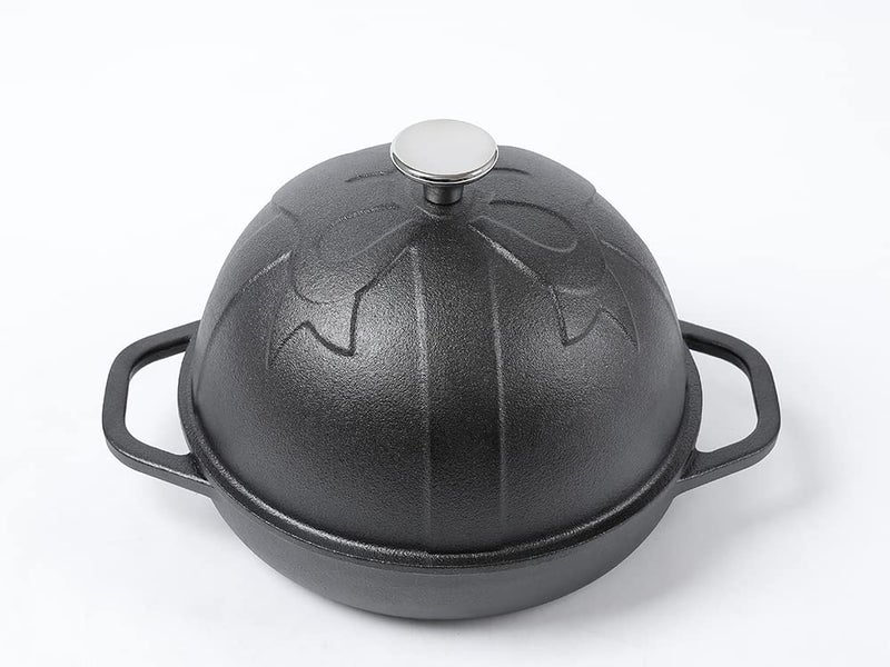 HAWOK هاوك وعاء خبز من الحديد الزهر بقطر 78 بوصة 20 سم لخبز العجين المخمر مسبق التتبيل باللون الأسود