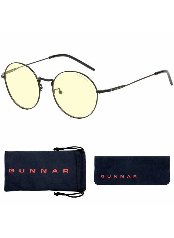 GUNNAR Optiks Amber Lens Round Blue Light Blocking, Black, Adult - Image 1