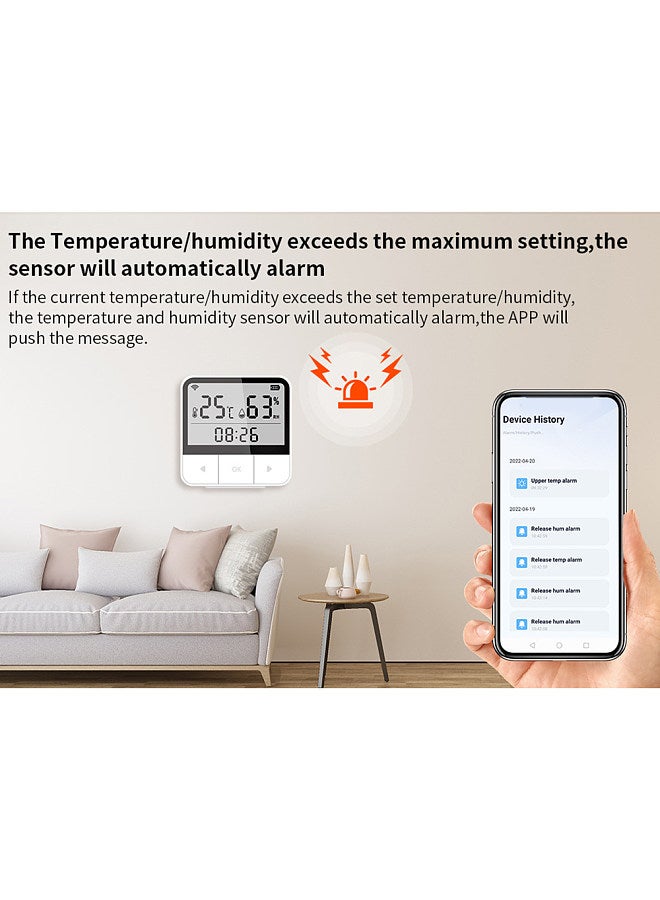Generic WiFi Intelligent Temperature Humidity Sensors Time Large Display for Home Office Bedroom Kitchen Living Room Hotel Temperature Humidity Sensors - Image 2