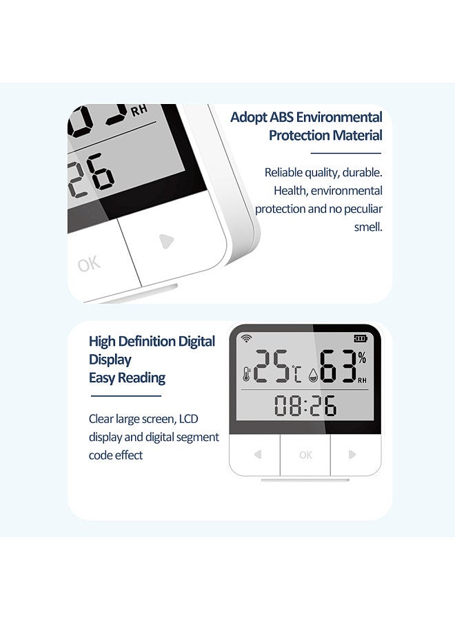 Generic WiFi Intelligent Temperature Humidity Sensors Time Large Display for Home Office Bedroom Kitchen Living Room Hotel Temperature Humidity Sensors - Image 4