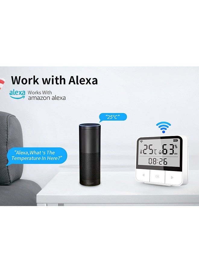 Generic WiFi Intelligent Temperature Humidity Sensors Time Large Display for Home Office Bedroom Kitchen Living Room Hotel Temperature Humidity Sensors - Image 3