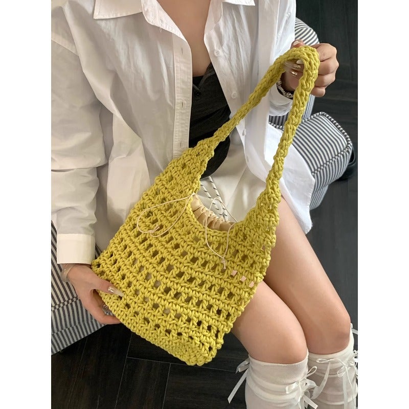 Large Capacity Woven Shoulder Tote Bag - Image 3