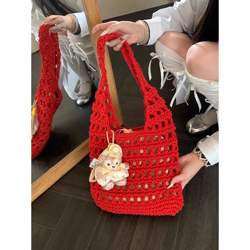 Large Capacity Woven Shoulder Tote Bag - Image 1