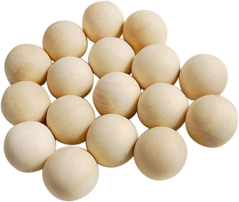 كلاراكو 100 قطعة من الخرز الخشبي الطبيعي للأعمال اليدوية، خرز خشبي صلب سائب، كرات خشبية مستديرة بدون ثقوب، لصنع المجوهرات اليدوية، أساور، أكاليل شعر، 14 مم - Image 1