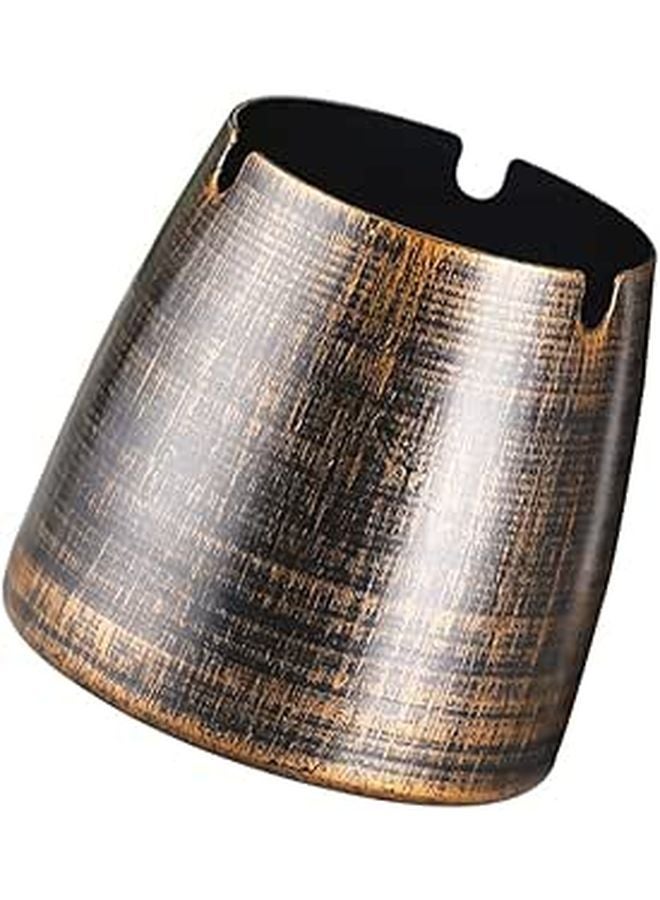 Retro Metal Ashtray Mid Bronze Cone Design Classic Desktop Holder for Home Office Bar Decor - Image 1