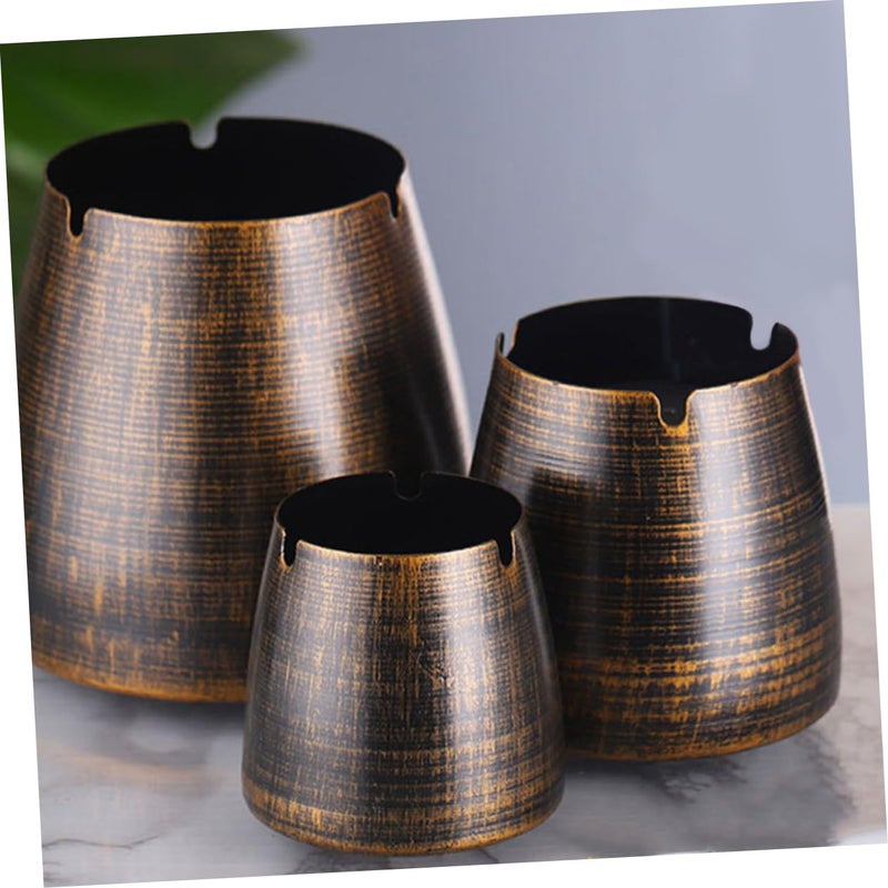Retro Metal Ashtray Mid Bronze Cone Design Classic Desktop Holder for Home Office Bar Decor - Image 4
