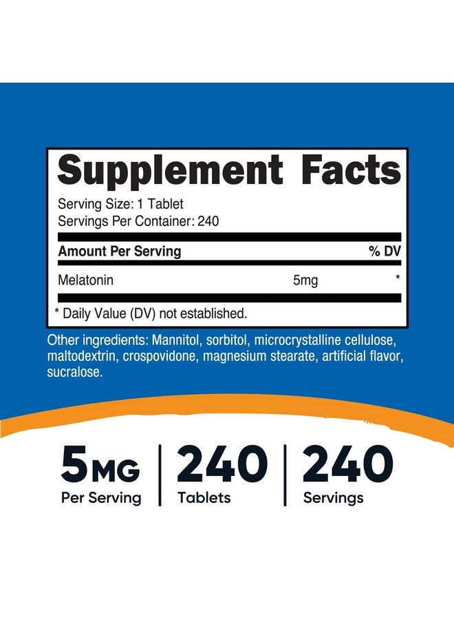 نيوتريكوست ميلاتونين 5 مجم، 240 قرص سريع الذوبان (نكهة التوت المختلطة) - خالٍ من الكائنات المعدلة وراثيًا وخالي من الجلوتين - Image 2