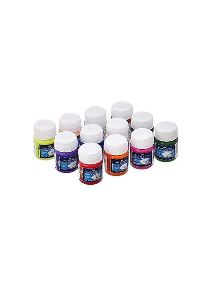 FABER-CASTELL - Faber-Castell Acrylic Fabric Colors 12 Colors 10 Ml - Image 1