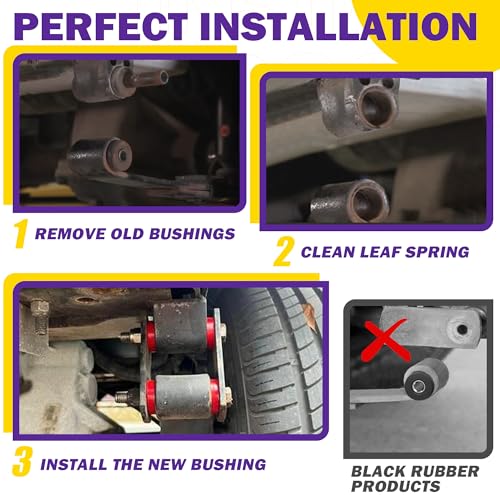 HOWBOW EZGO TXT Spring Bushing Kit, Golf Cart Leaf Spring Shackles Polyurethane Bushing Sleeve for 1994-Up EZGO TXT/Medalist and 1981-Up Club Car DS, Replace Parts OE 70289-G02 70291G-01 1015583 1012303 - Image 5