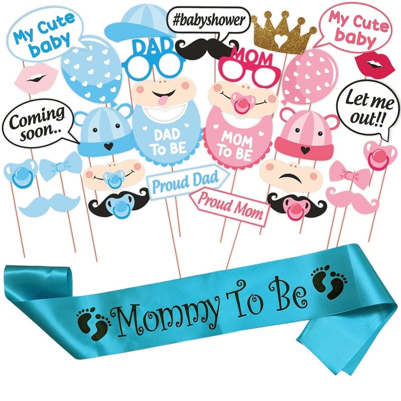 Wobbox Baby Shower Decoration Items| Baby Shower Photo Booth Props for Photoshoot, MommyTo Be Satin Sash Daddy to Be Decoration, Godh Bharai Decoration Kit-(FP423) - Image 4