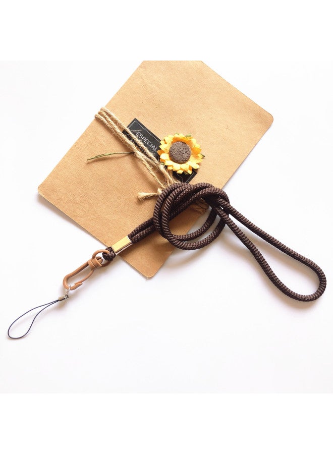 Specializing In The Production Of Woven Mobile Phone Lanyard Long Rope With Round Cotton Rope Exhibition Card Lanyard Can Be Specified Length-Specifications Support Image Upload:Coffee - Image 1