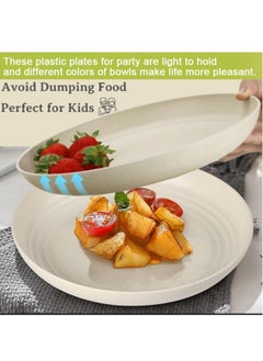 NIBEMINENT Unbreakable Wheat Straw Plates 9 inch, Reusable Large Plates Set of 4, Dishwasher Safe Easy to Clean BPA Free, Perfect for Kitchen Outdoor Picnic Plates  - Image 3