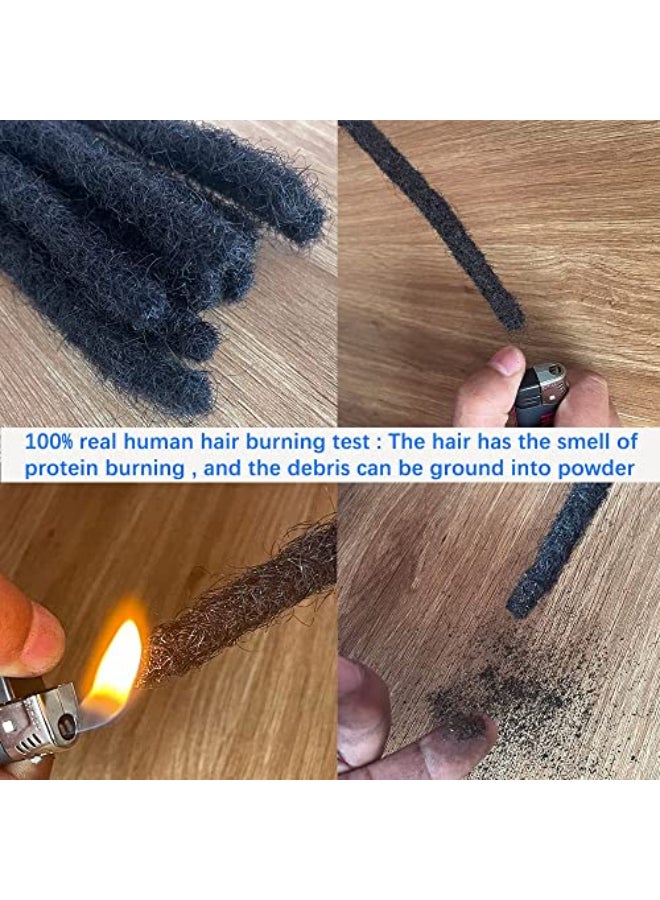 MIUULAAR 06cm 4 Inch Loc Extension Human Hair Thickness Natural Black Full Handmade Permanent Locs Can Be Dyed and Bleached for Women Men Kids Dreadlock Extensions Real Human Hair - Image 4