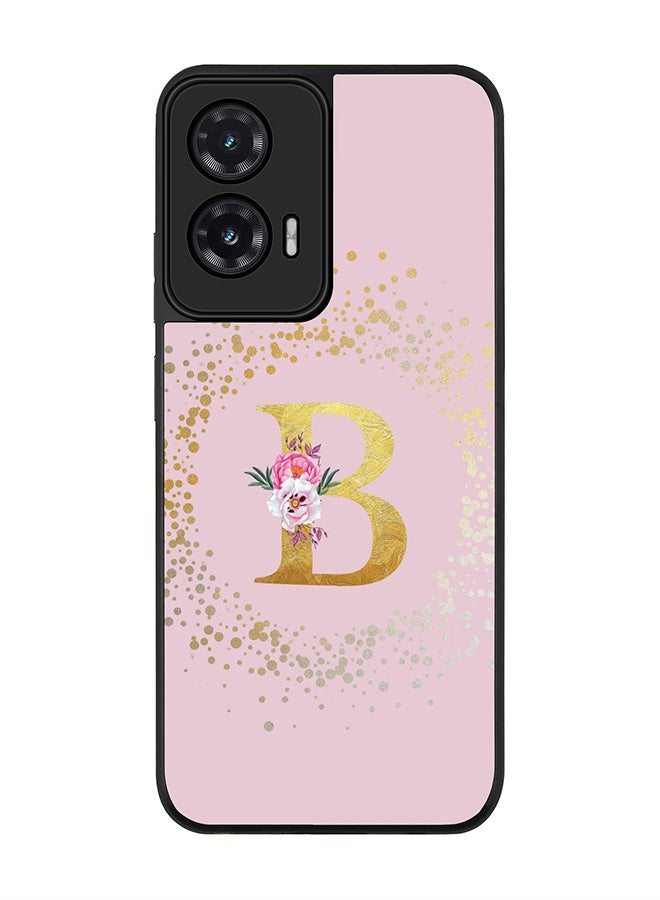Stylizedd For Motorola Moto G35 Case,Slim fit Camera Protection, Shockproof Thin Phone cover  - Custom Monogram Floral - B  (Pink )